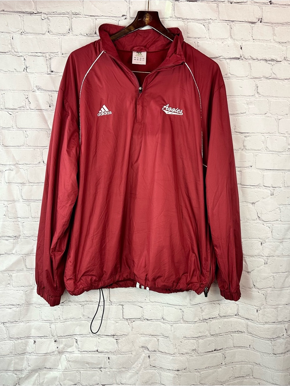 adidas collegiate a&m Aggies Pullover Windbreaker Jacket 1/4 zip mens L fandom